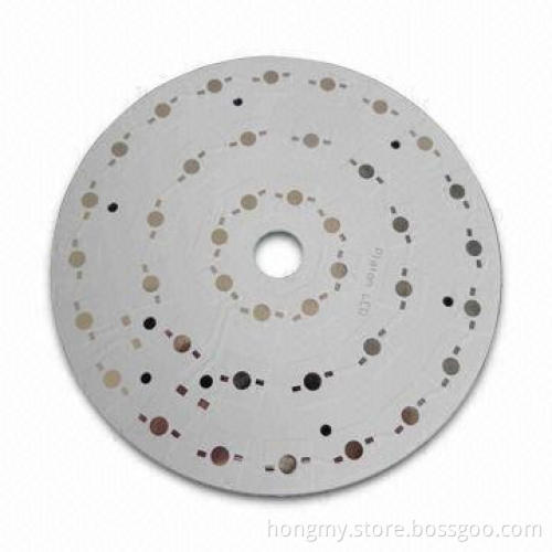 LED Aluminum PCB in Round Shape, White Solder Mask Black Silkscreen